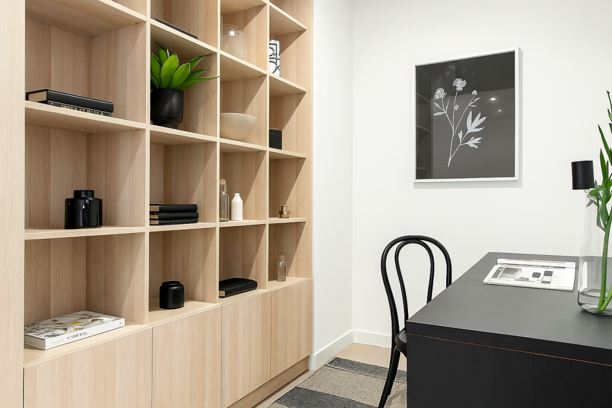 Küche in Blauton Marmorhintergrund